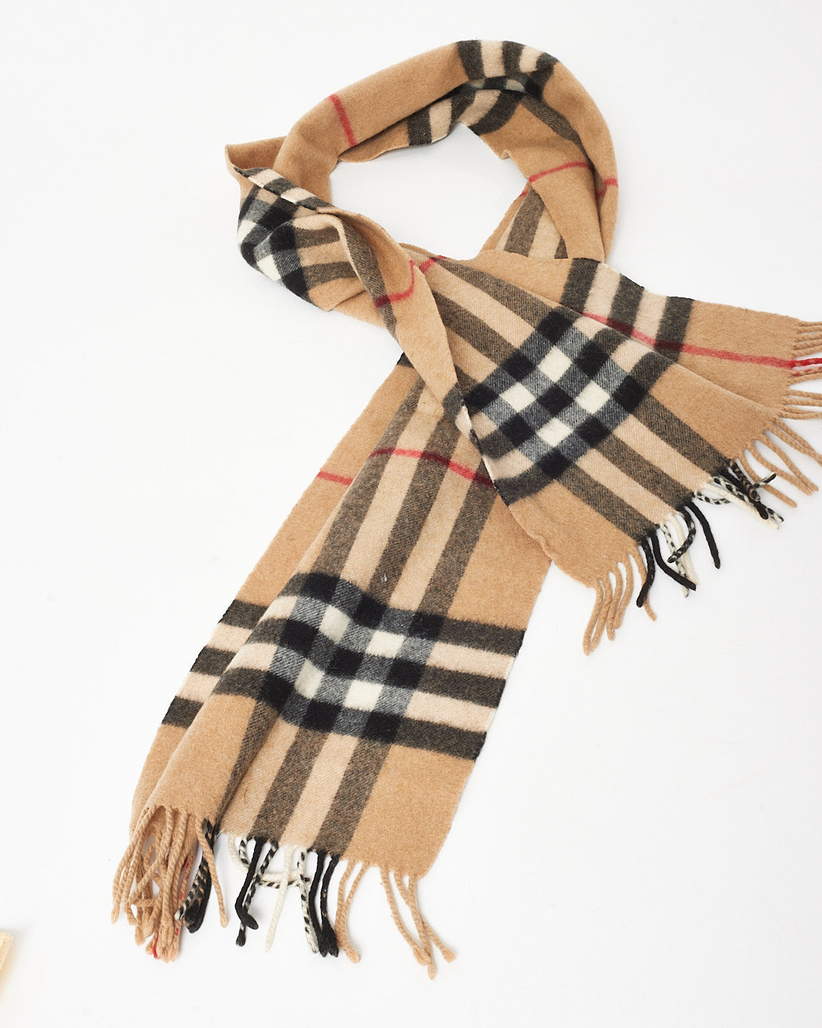 Burberry Beige Check Cashmere Scarf