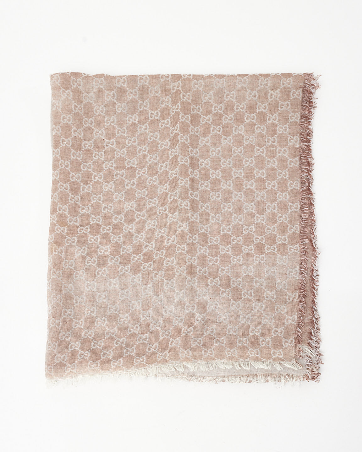 Gucci Beige GG Monogram Wool Blend Scarf