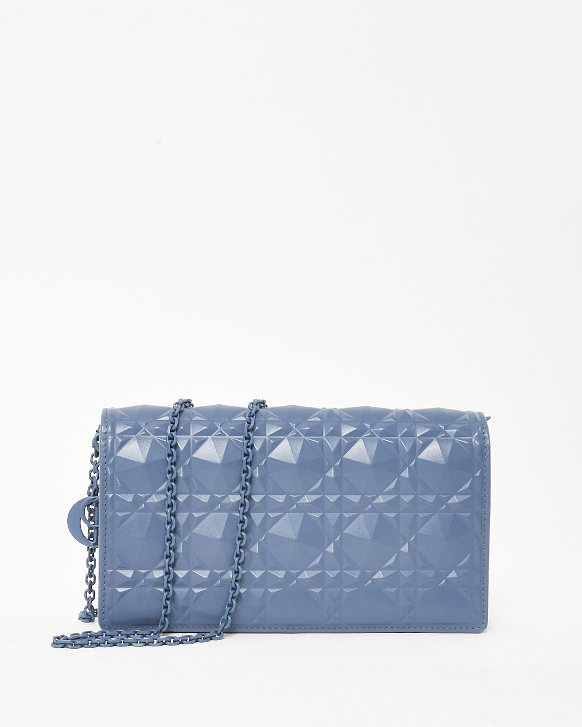 Dior Blue Patent Calfskin Cannage Diamond Lady Dior Pouch WOC Crossbody