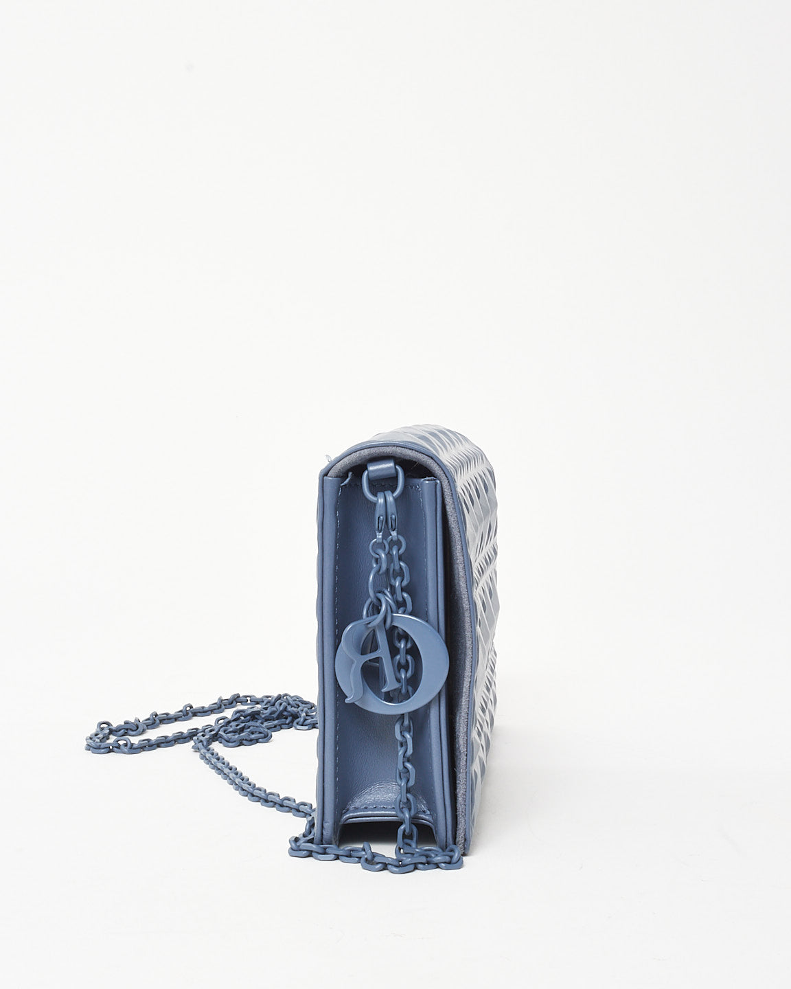 Dior Blue Patent Calfskin Cannage Diamond Lady Dior Pouch WOC Crossbody