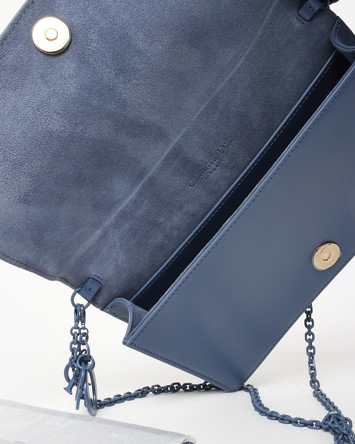 Dior Blue Patent Calfskin Cannage Diamond Lady Dior Pouch WOC Crossbody