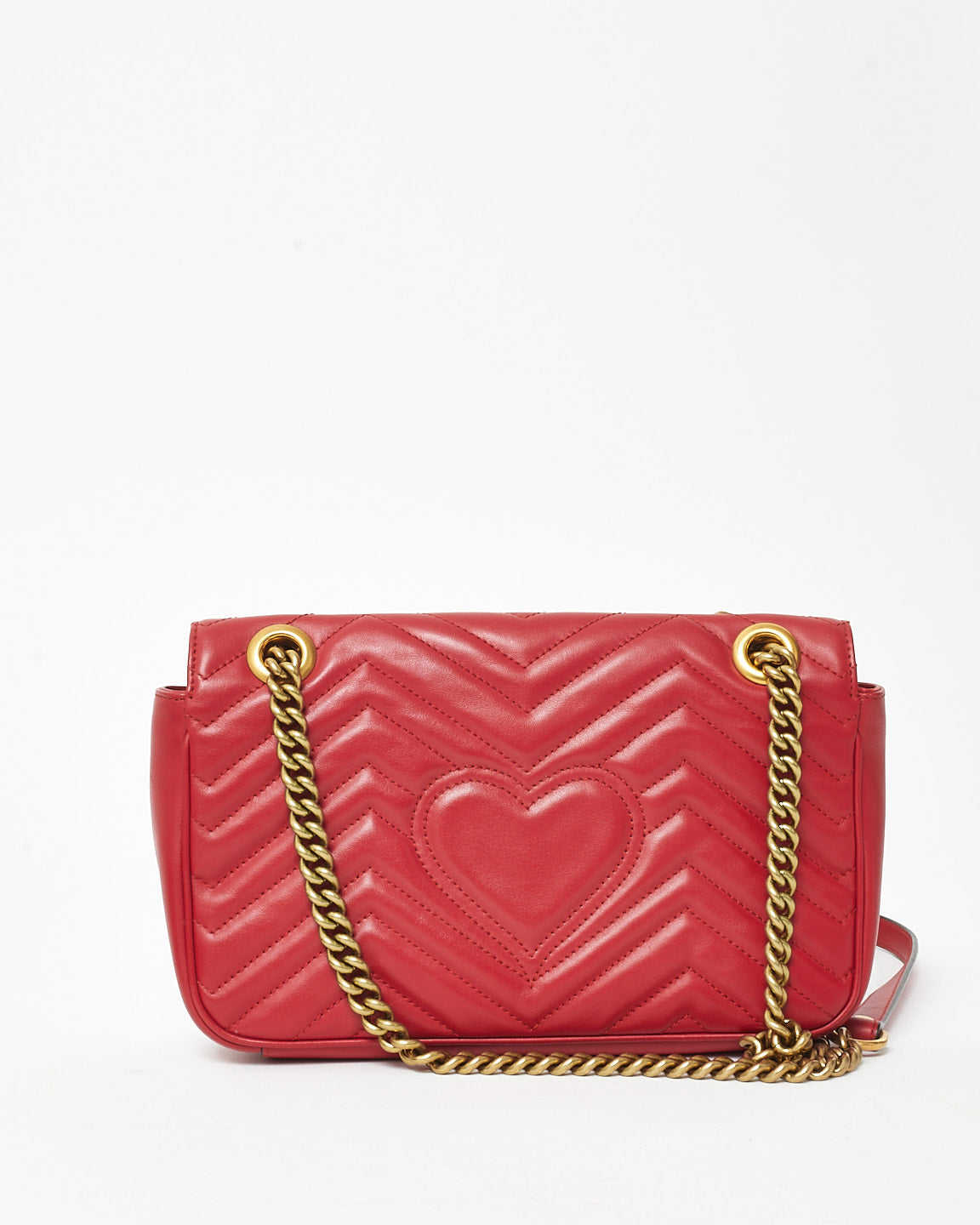 Gucci Red Matelassé Leather Medium Marmont Flap Shoulder Bag