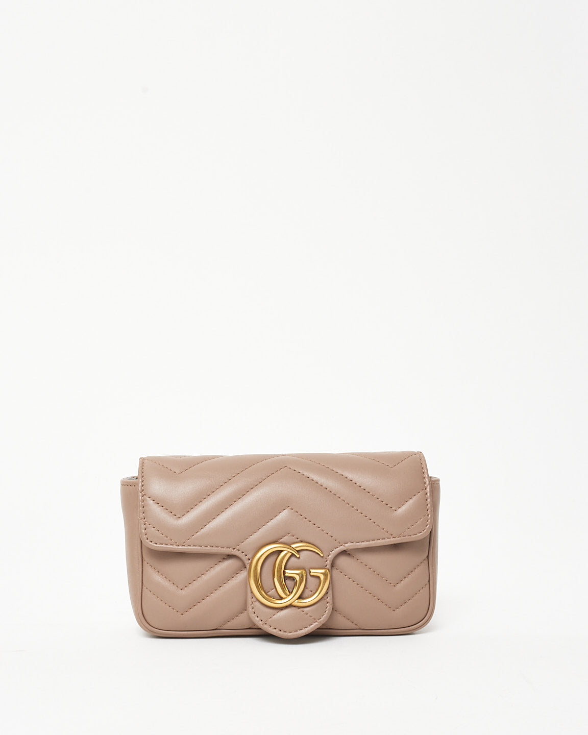 Gucci Dusty Rose Leather GG Marmont Super Mini Crossbody Bag