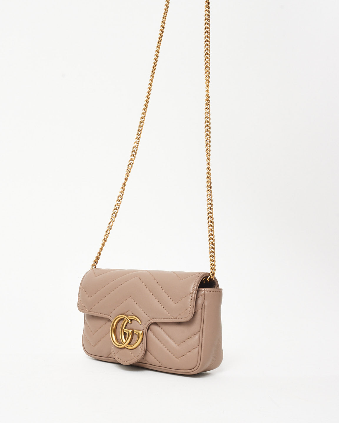 Gucci Dusty Rose Leather GG Marmont Super Mini Crossbody Bag