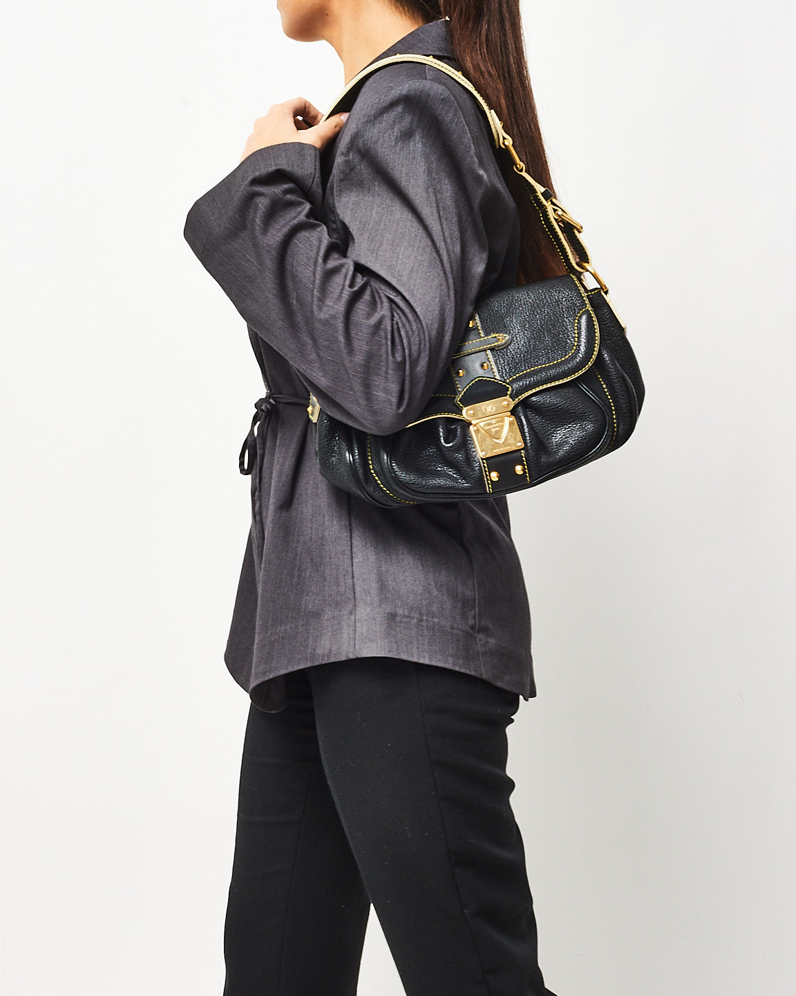 Louis Vuitton Black Suhali Leather Le Confident Shoulder Bag