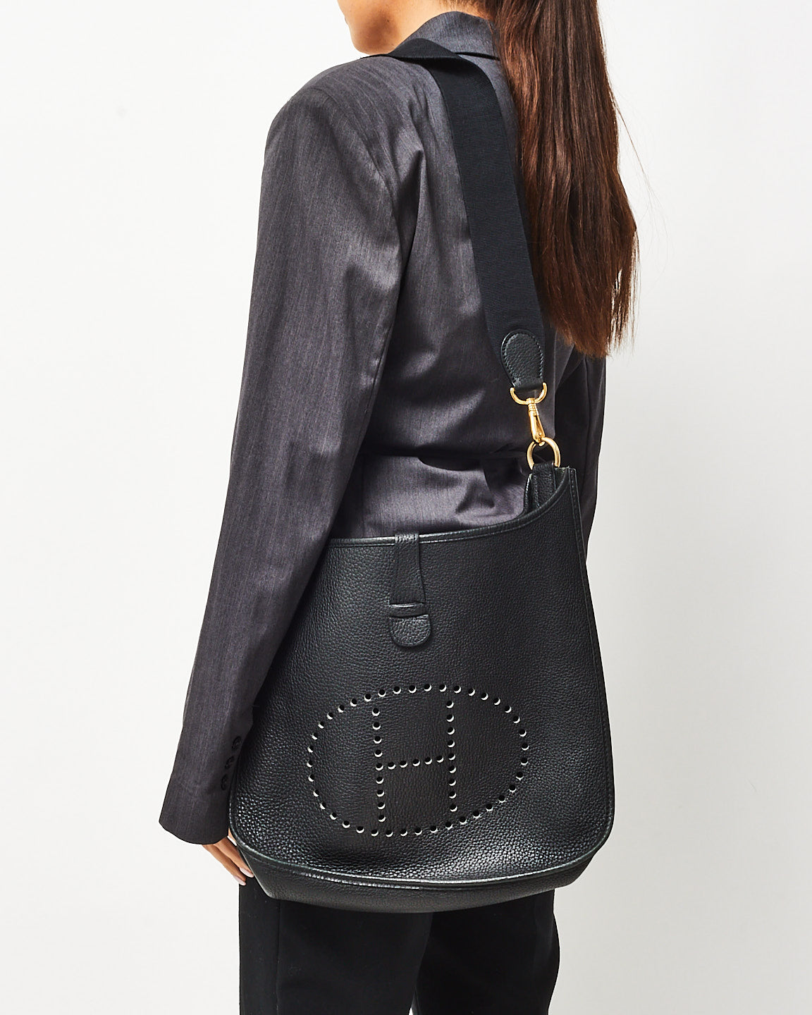 Hermès Black Leather Evelyne I GM Crossbody