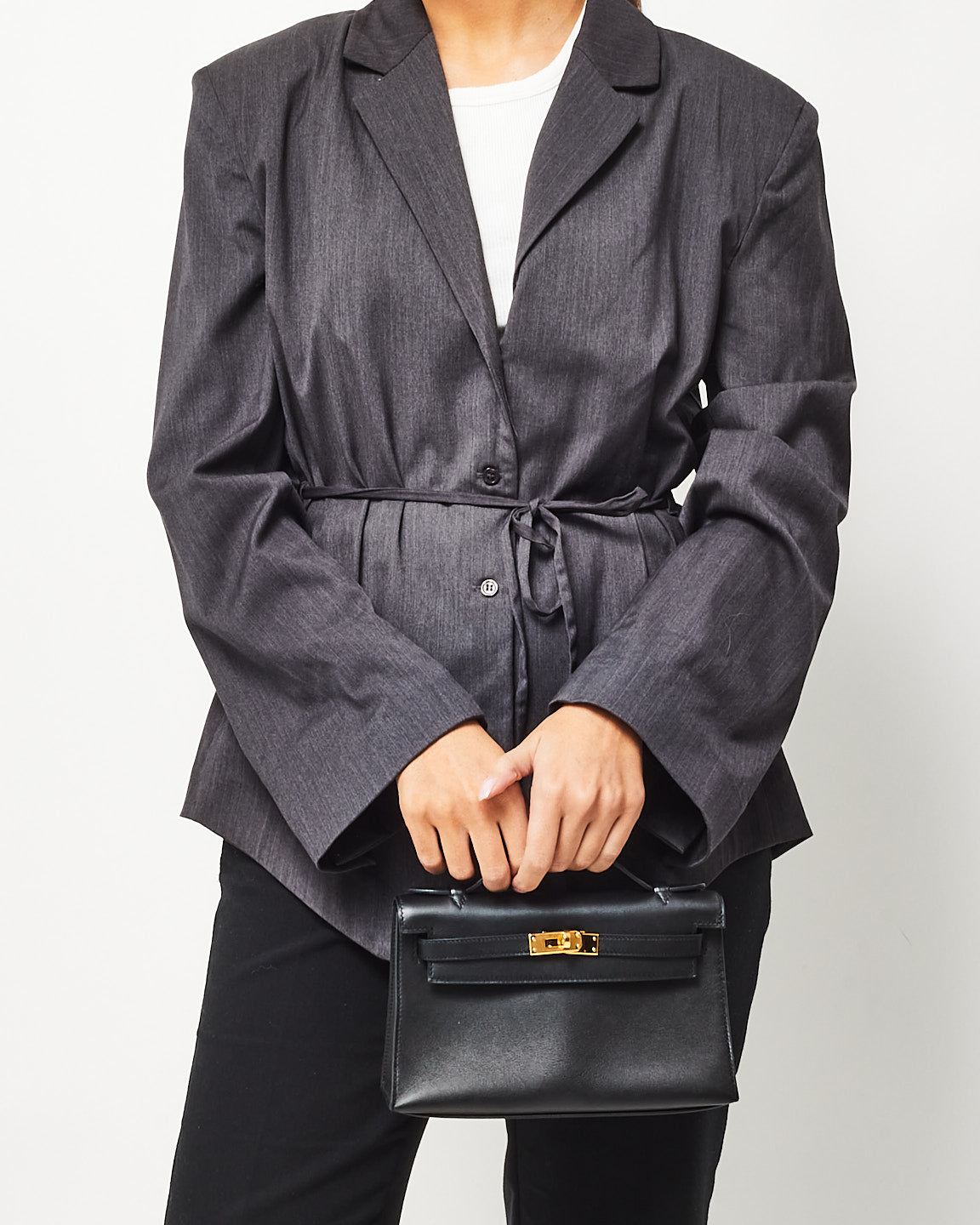 Hermès Black Swift Leather Kelly Pochette GHW