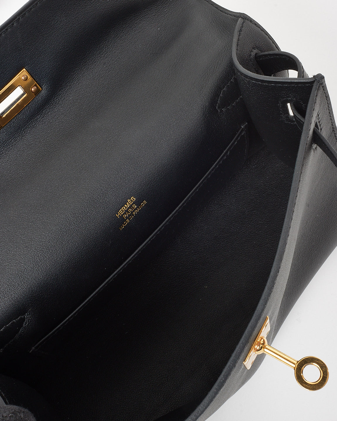 Hermès Black Swift Leather Kelly Pochette GHW