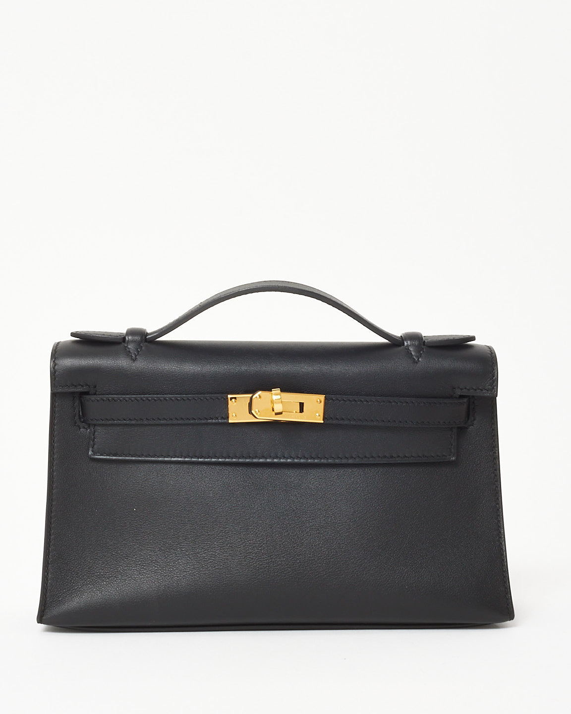 Hermès Black Swift Leather Kelly Pochette GHW