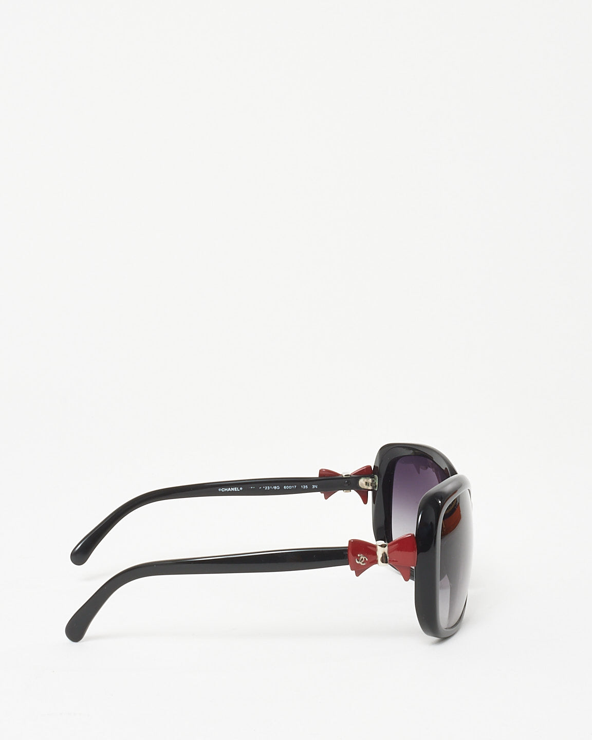 Chanel Black Acetate CC Red Bow Sunglasses 5171