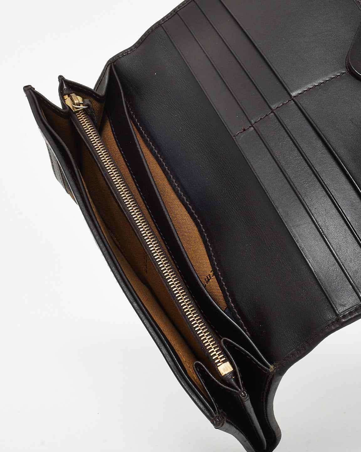 Fendi Vintage Brown Leather Trim & Tobacco Zucca Print Canvas Continental Wallet