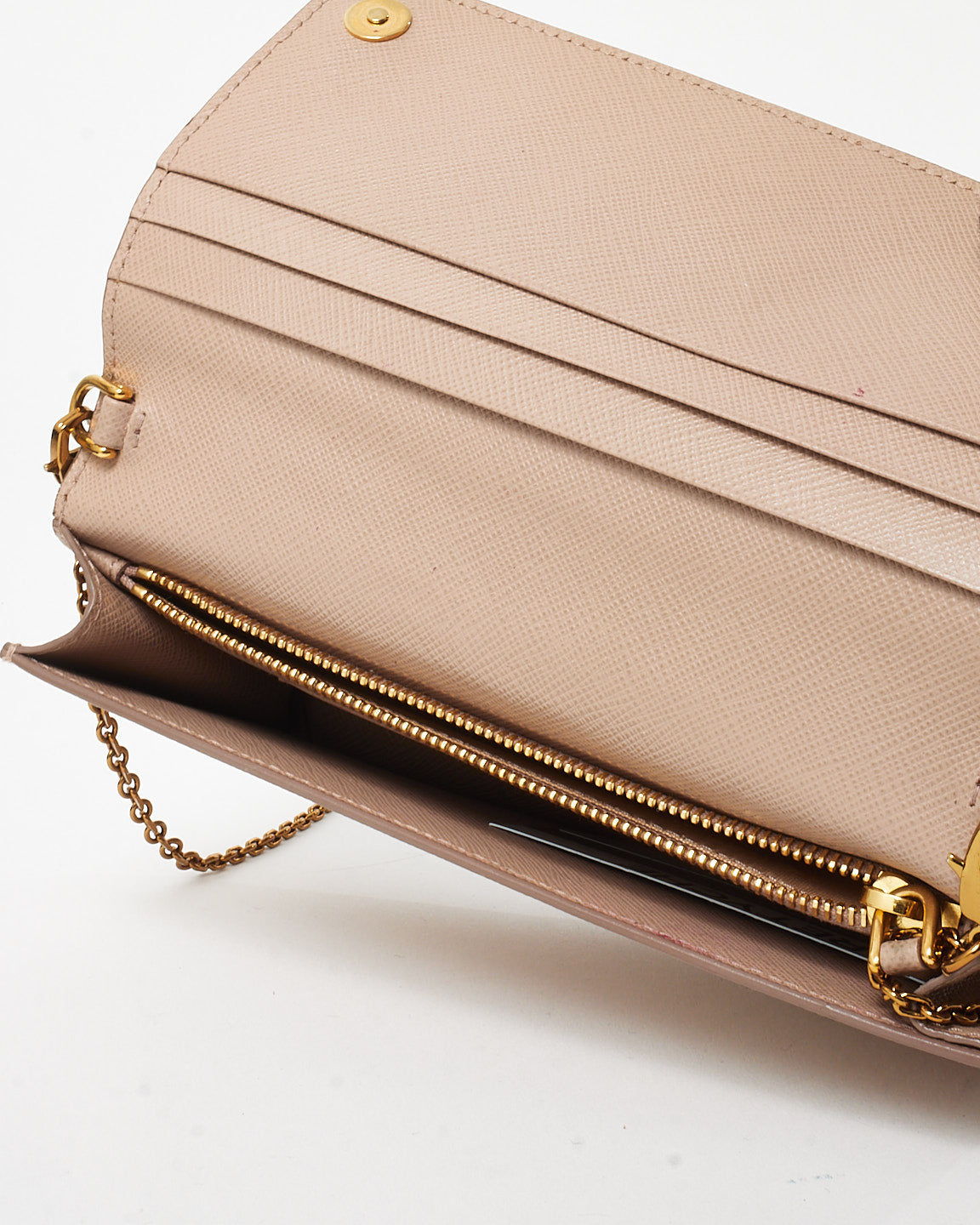 Prada Blush Pink Daino Leather Wallet on Chain Bag