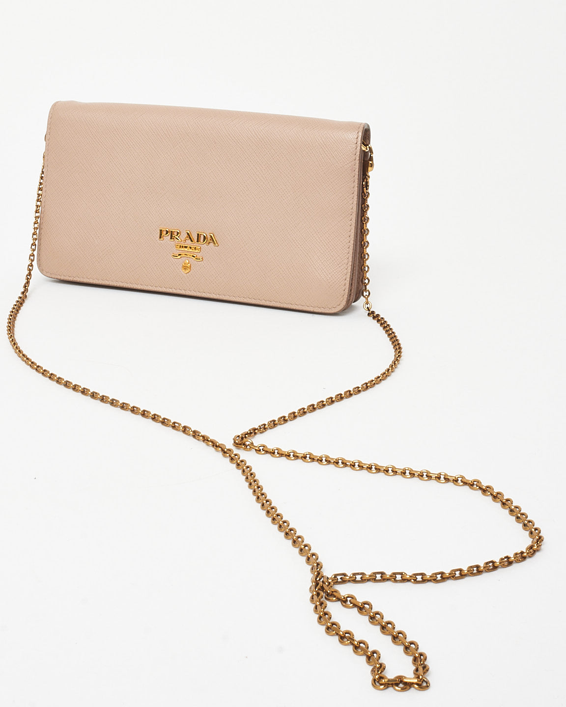 Prada Blush Pink Daino Leather Wallet on Chain Bag