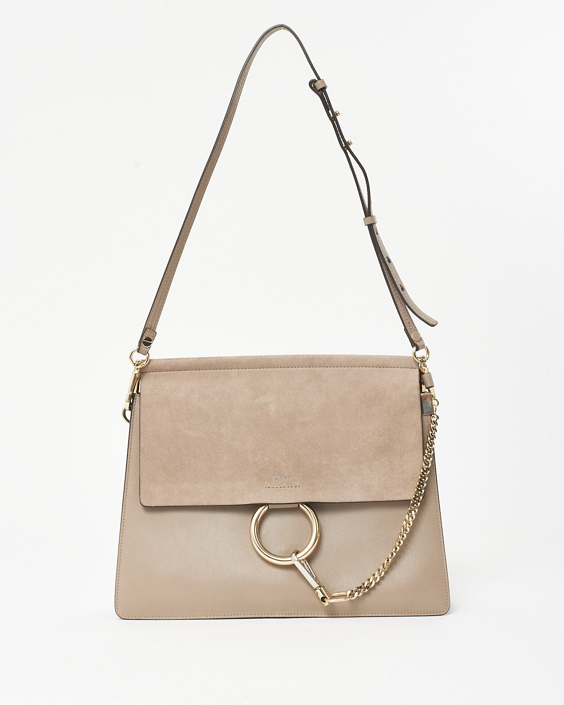 Chloé Motty Grey Leather & Suede Medium Faye Shoulder Bag