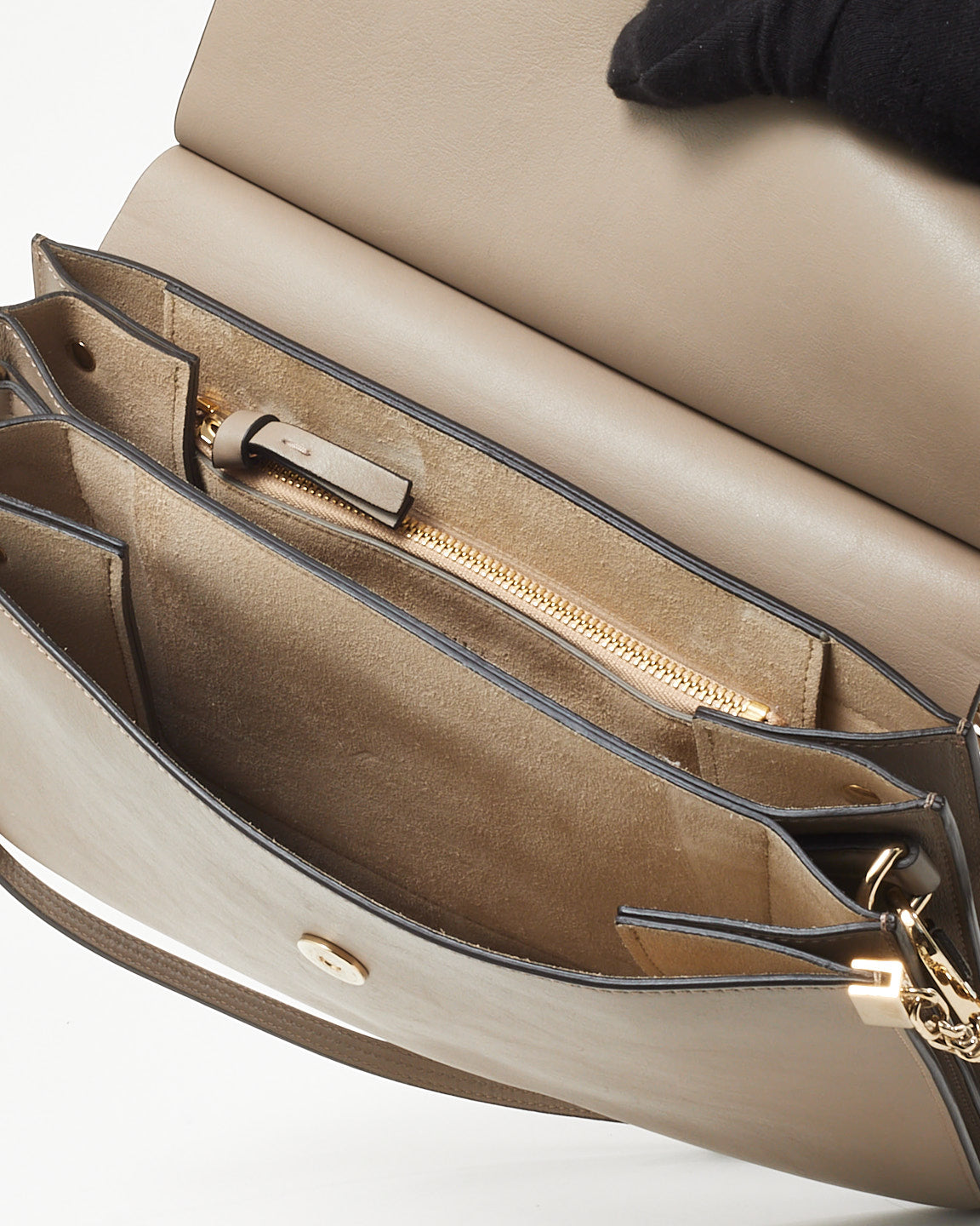 Chloé Motty Grey Leather & Suede Medium Faye Shoulder Bag