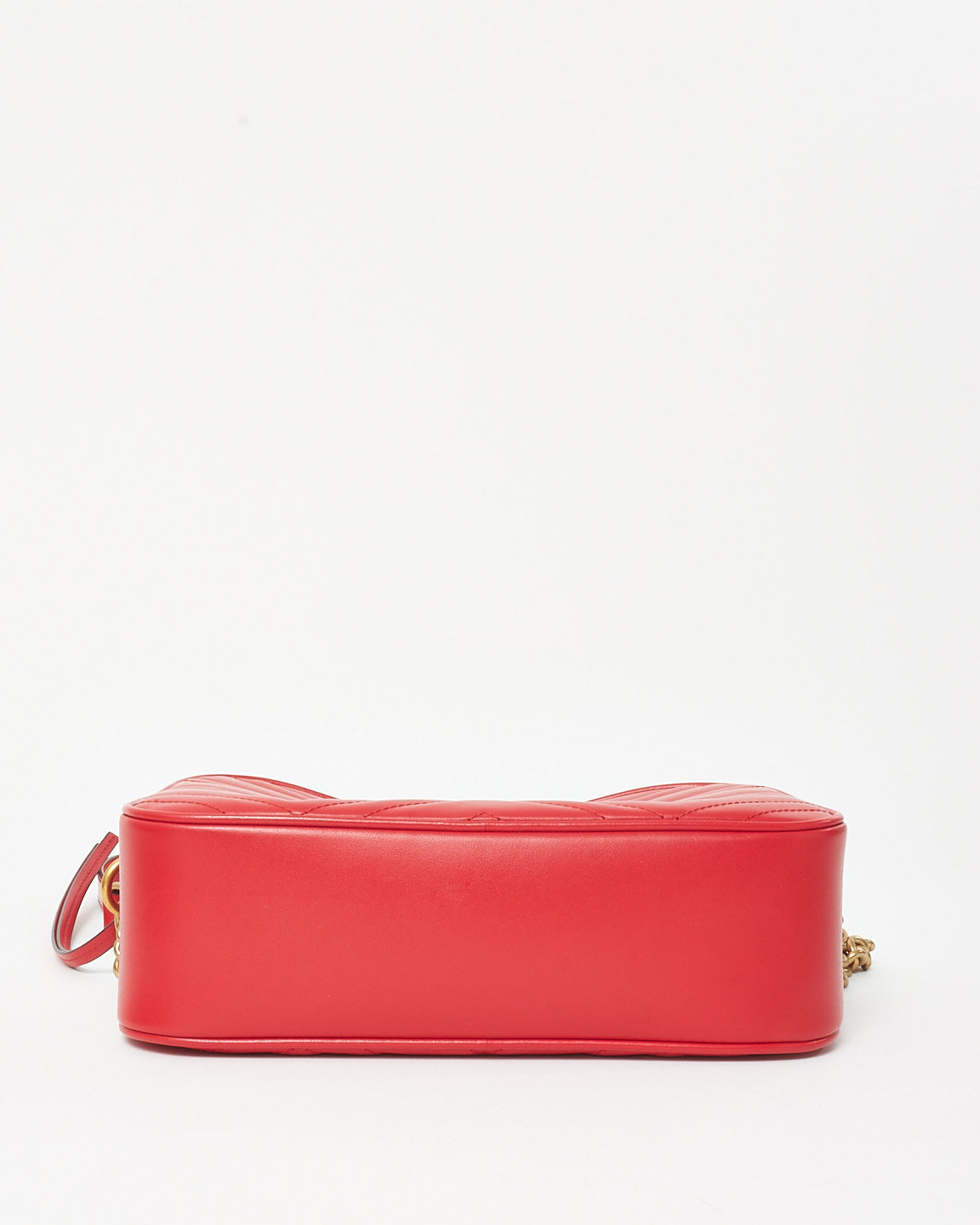 Gucci Red Matelassé Chevron Leather GG Marmont Small Camera Bag