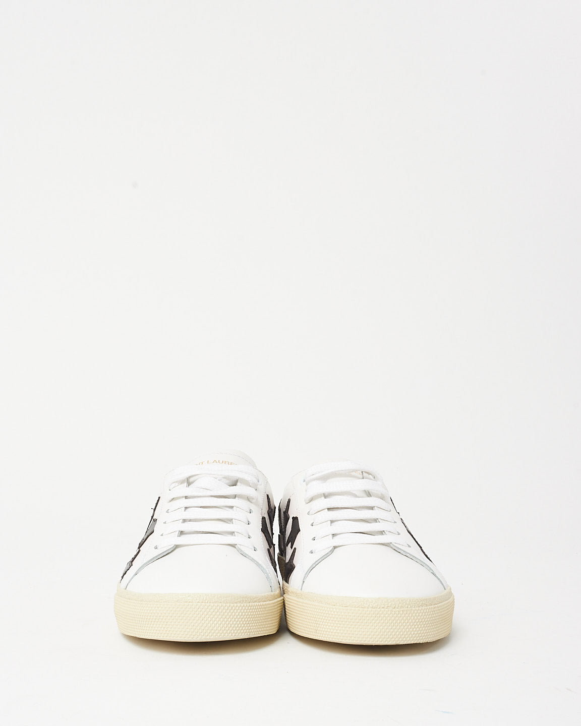 Saint Laurent White & Black Leather Star Court Sneakers - 38