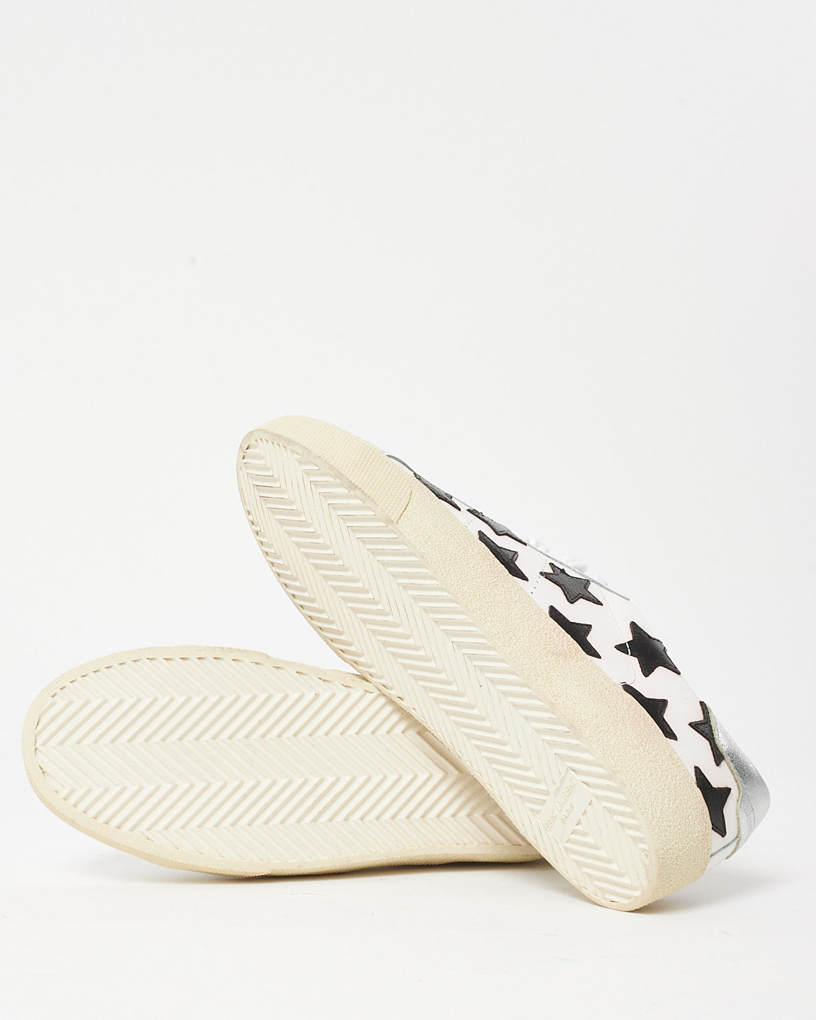 Saint Laurent White & Black Leather Star Court Sneakers - 38