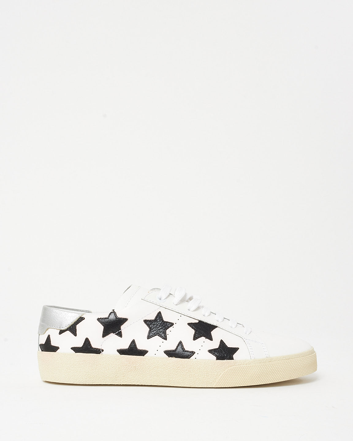 Saint Laurent White & Black Leather Star Court Sneakers - 38