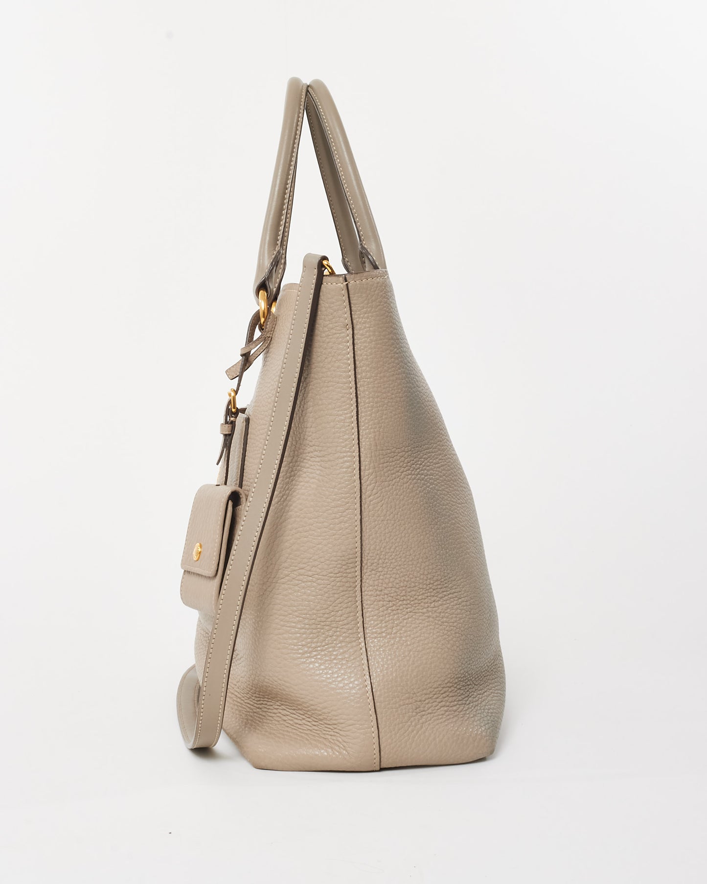 Prada Grey Daino Leather Two Way Tote Bag with Strap