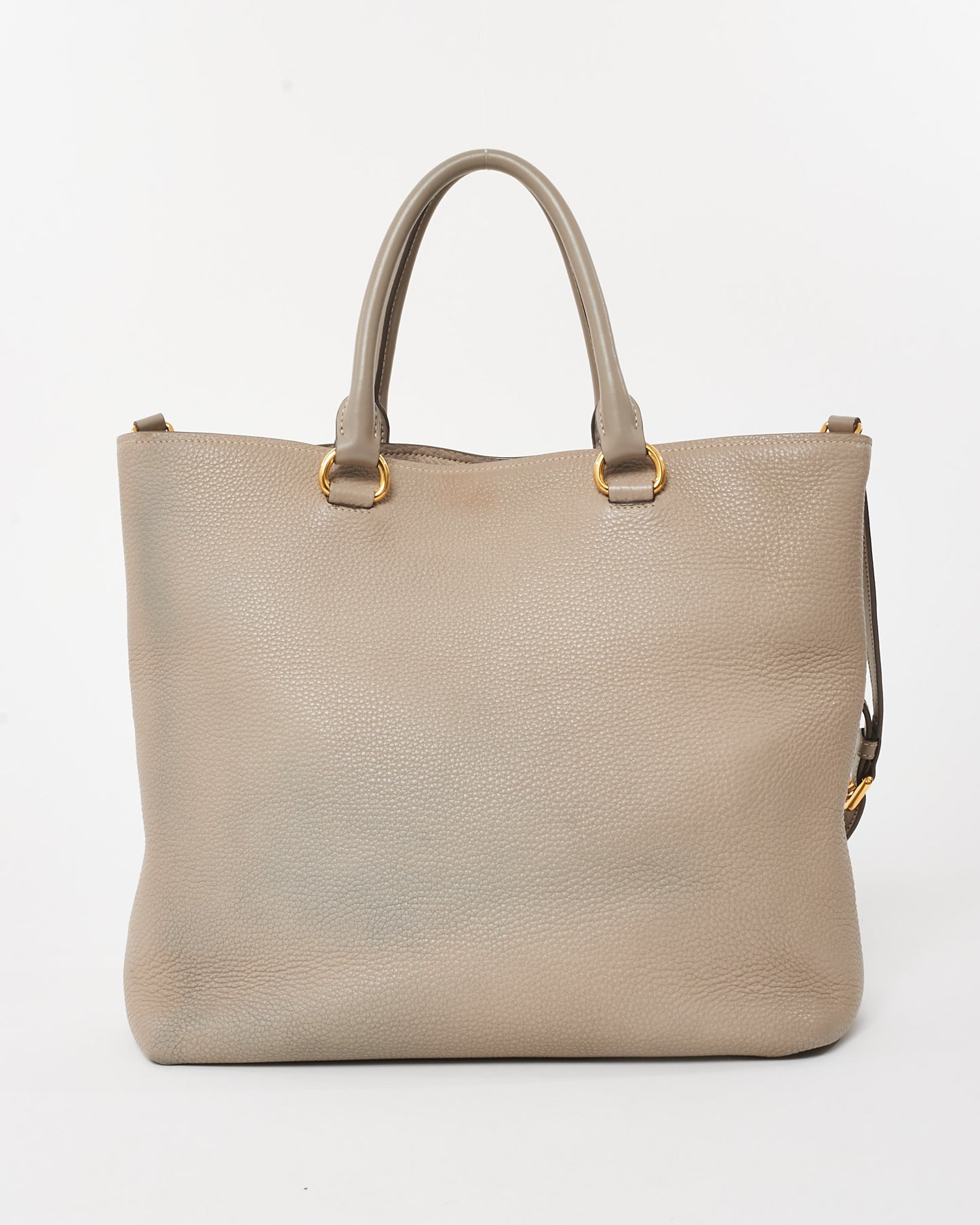 Prada Grey Daino Leather Two Way Tote Bag with Strap