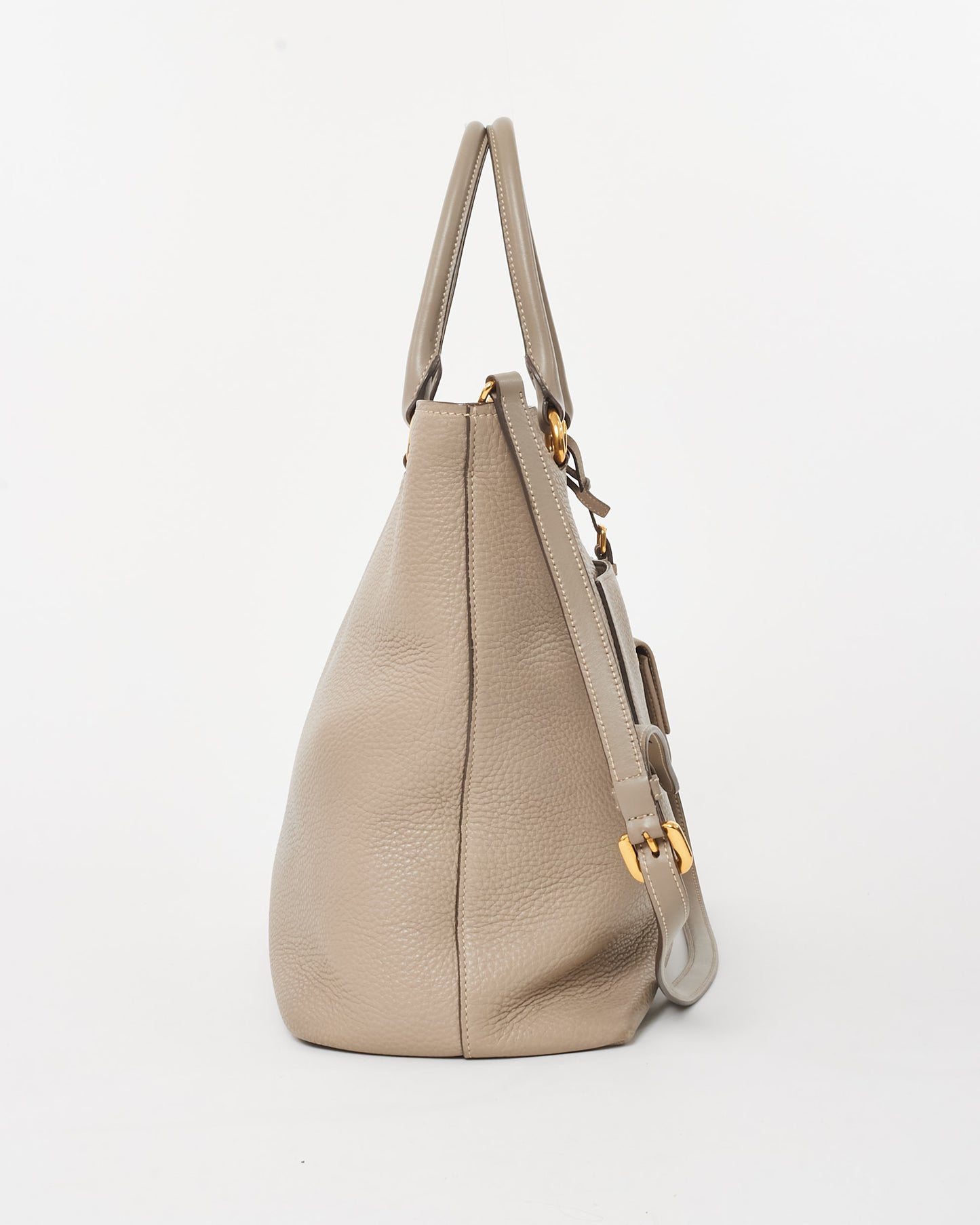 Prada Grey Daino Leather Two Way Tote Bag with Strap