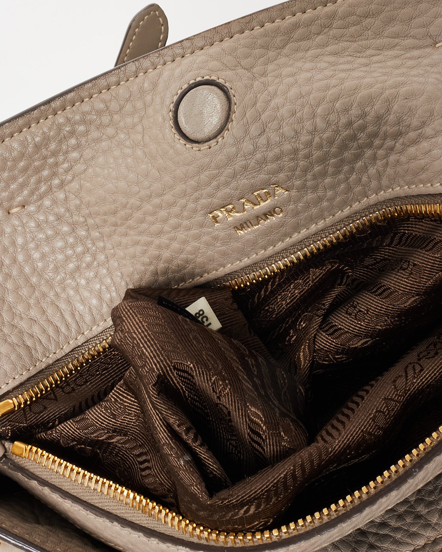 Prada Grey Daino Leather Two Way Tote Bag with Strap