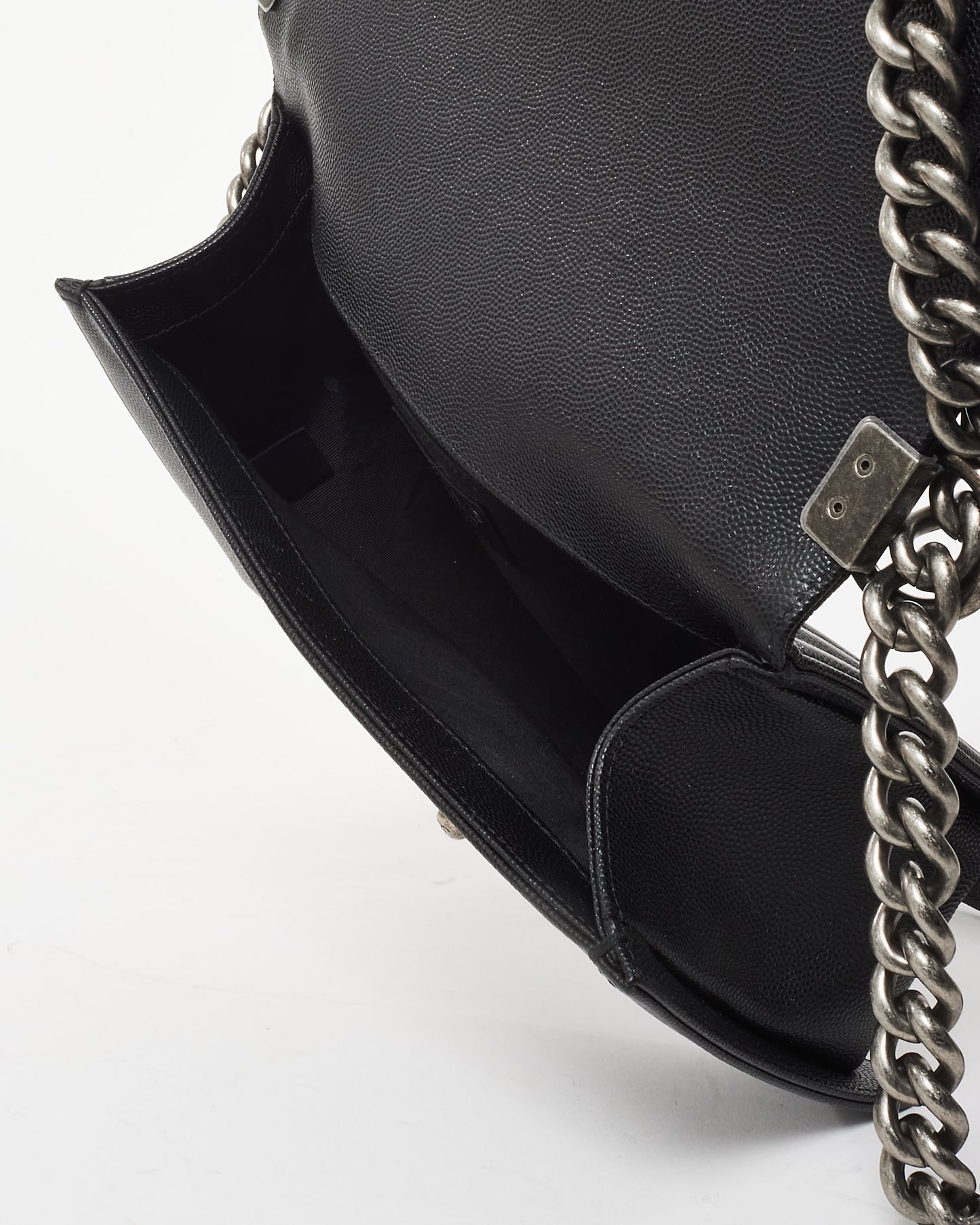 Chanel Black Caviar Leather Old Medium Boy Bag w/ RHW