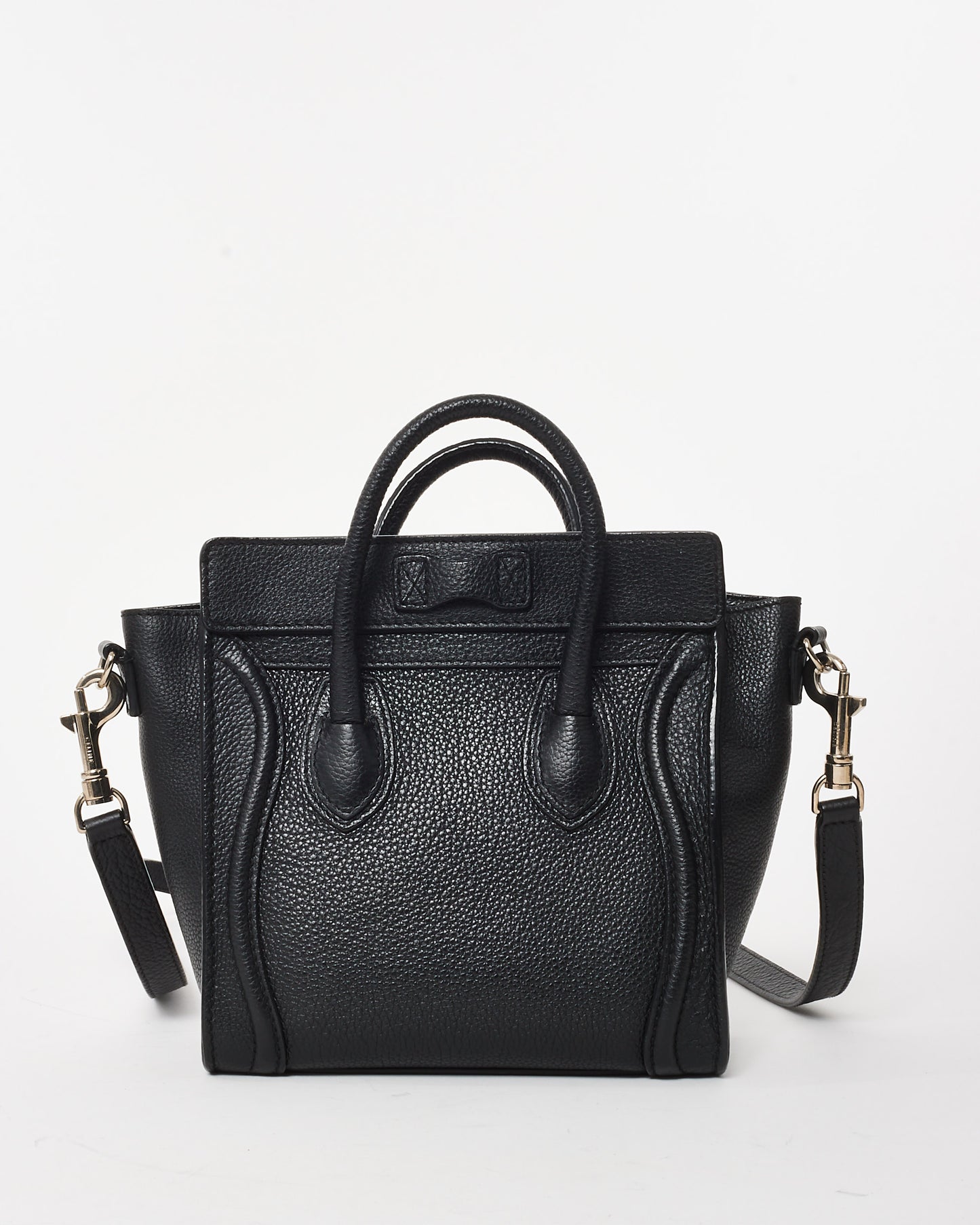 Celine Black Drummed Leather Nano Luggage Bag