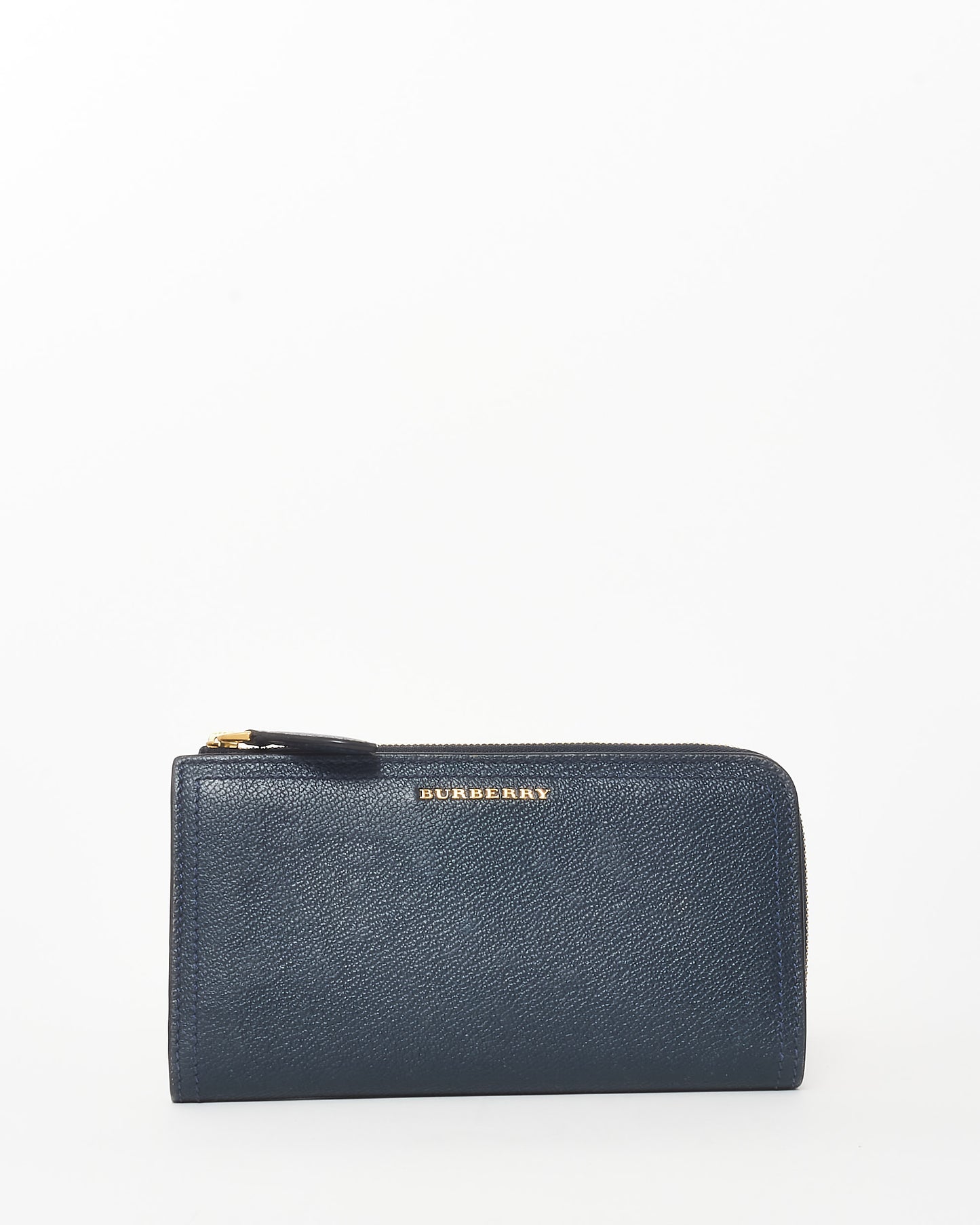 Portefeuille long zippé en cuir bleu marine Burberry