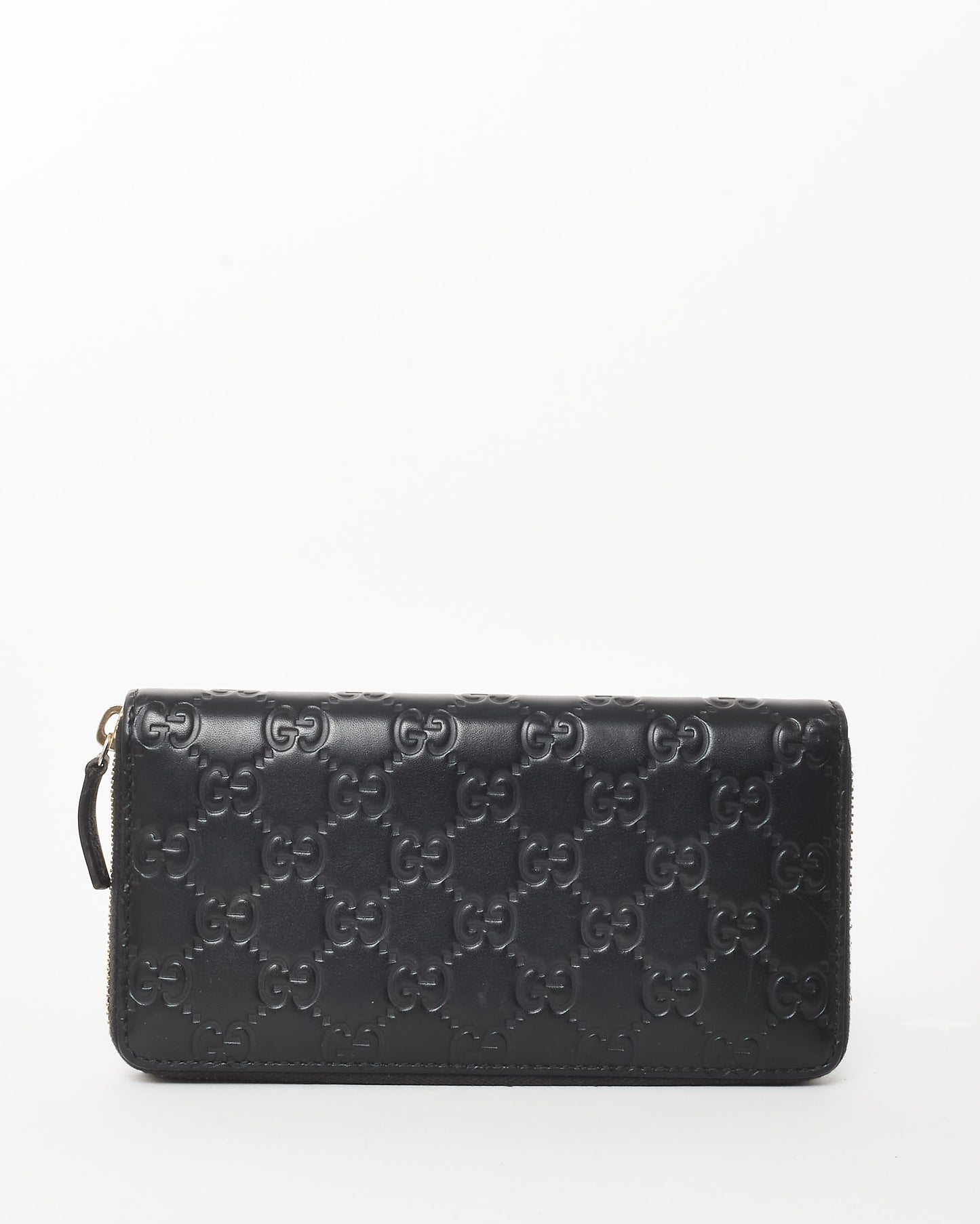 Gucci Black Monogram Guccissima Leather Bow Zippy Wallet