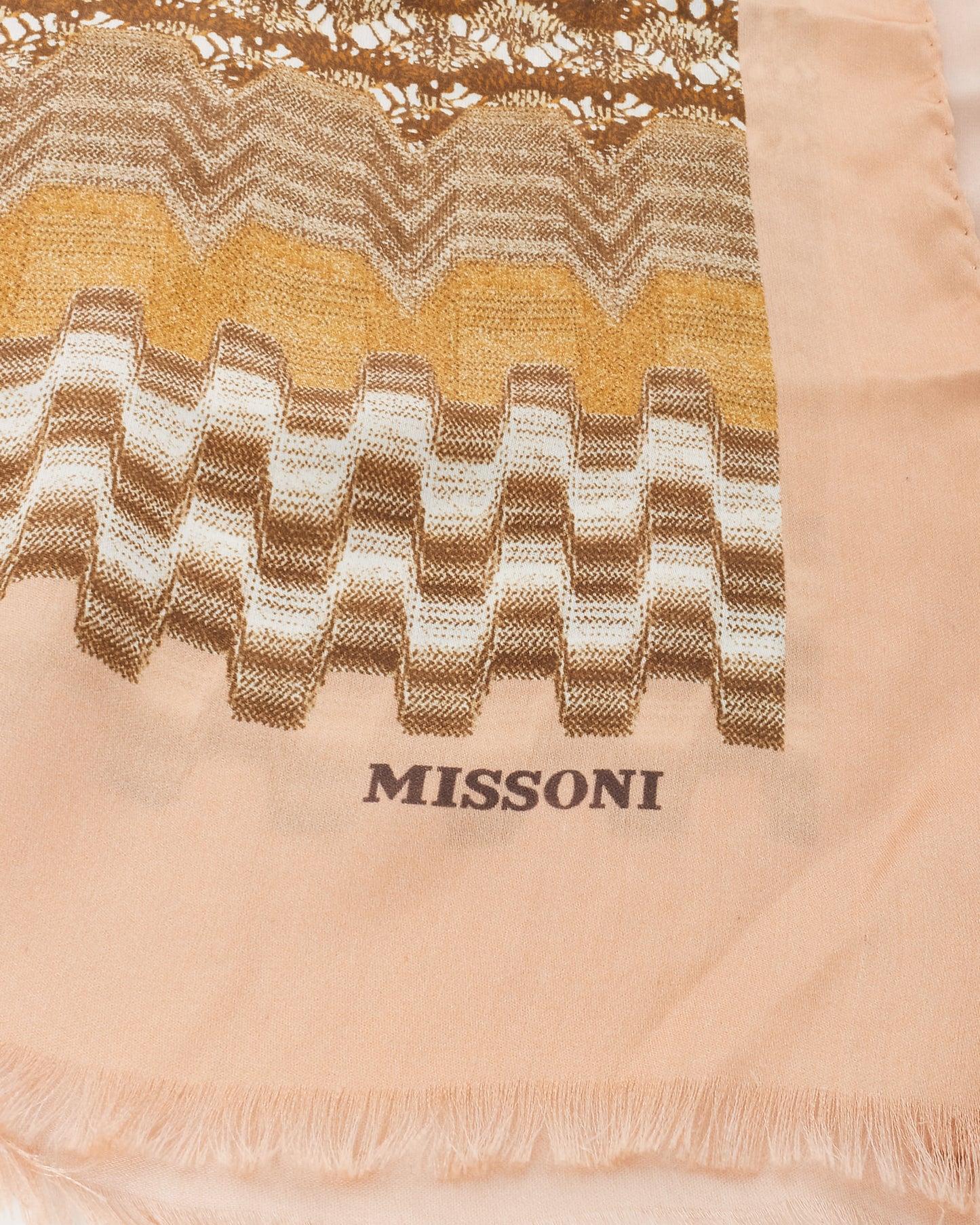 Missoni Gold Multi Zigzag Print Silk Scarf