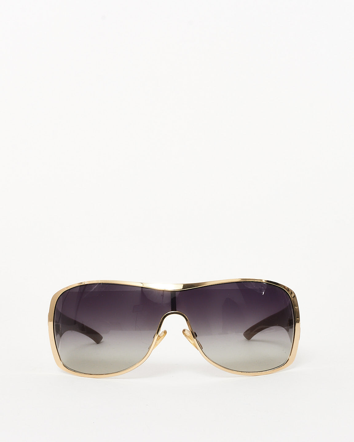 Dior Gold Metal & Beige Logo SUBDIOR Shield Sunglasses