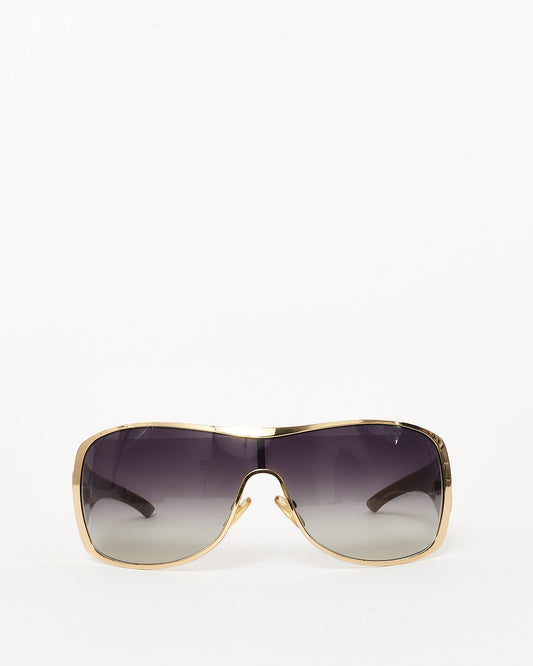 Dior Gold Metal & Beige Logo SUBDIOR Shield Sunglasses