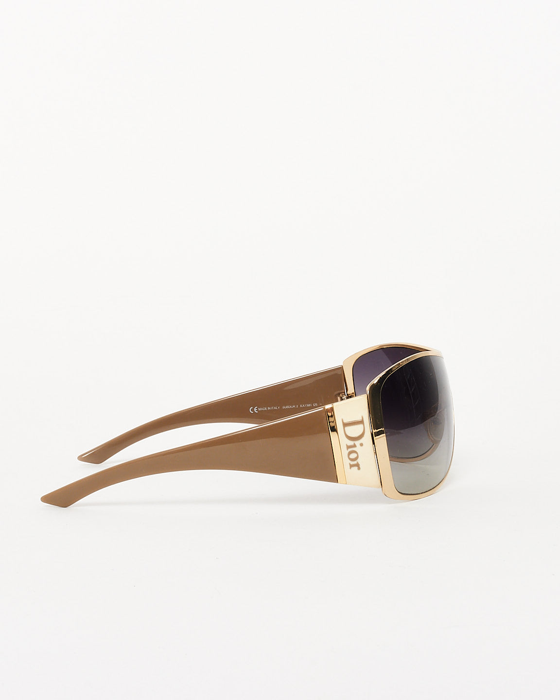 Dior Gold Metal & Beige Logo SUBDIOR Shield Sunglasses