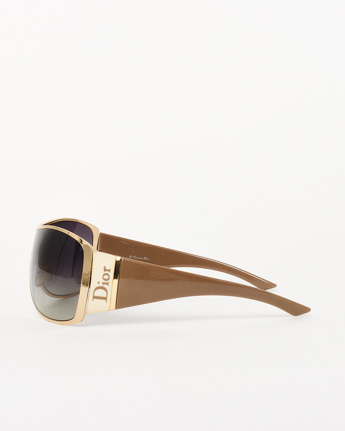 Dior Gold Metal & Beige Logo SUBDIOR Shield Sunglasses