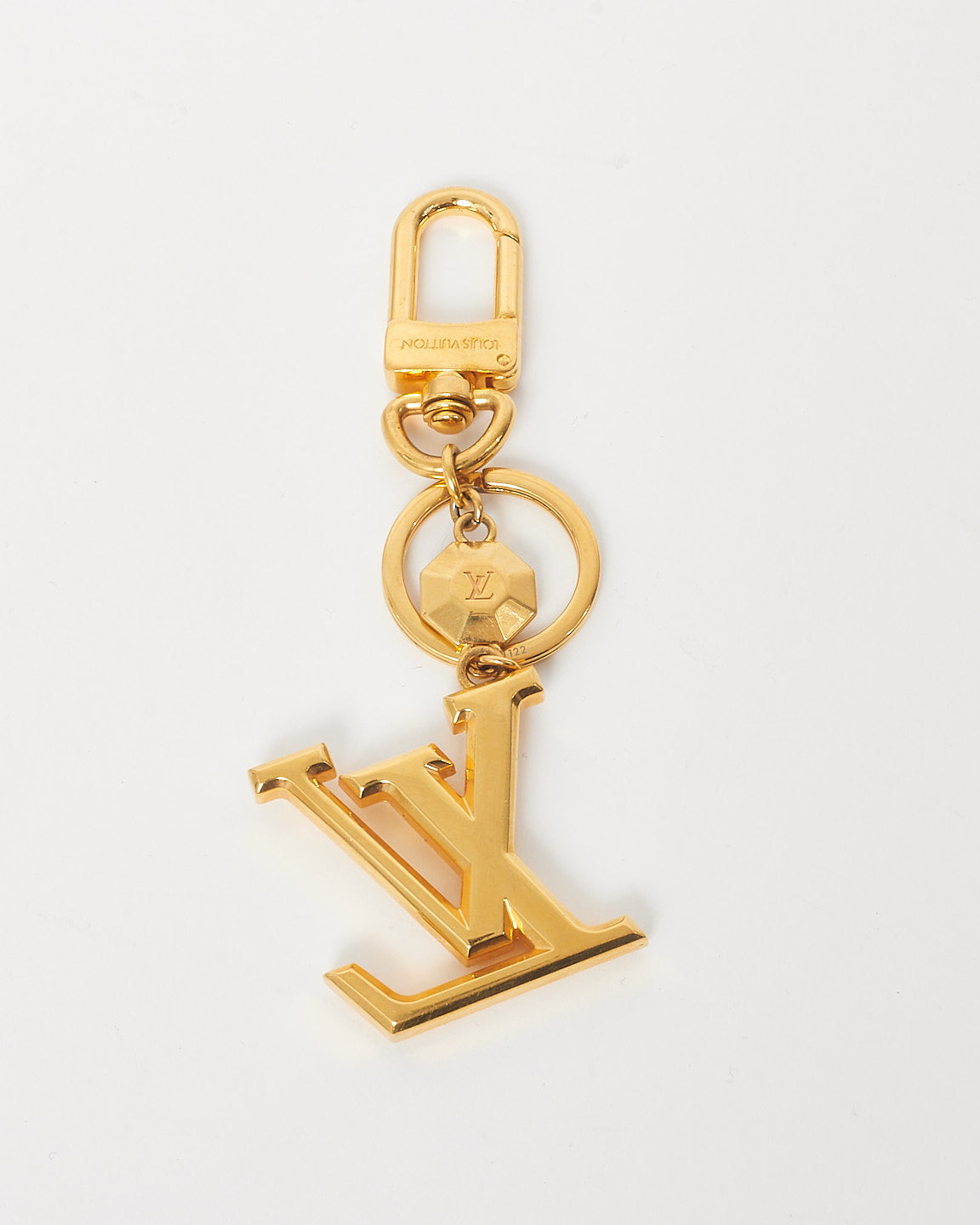 Louis Vuitton Gold Metal LV Logo Key Chain & Bag Charm