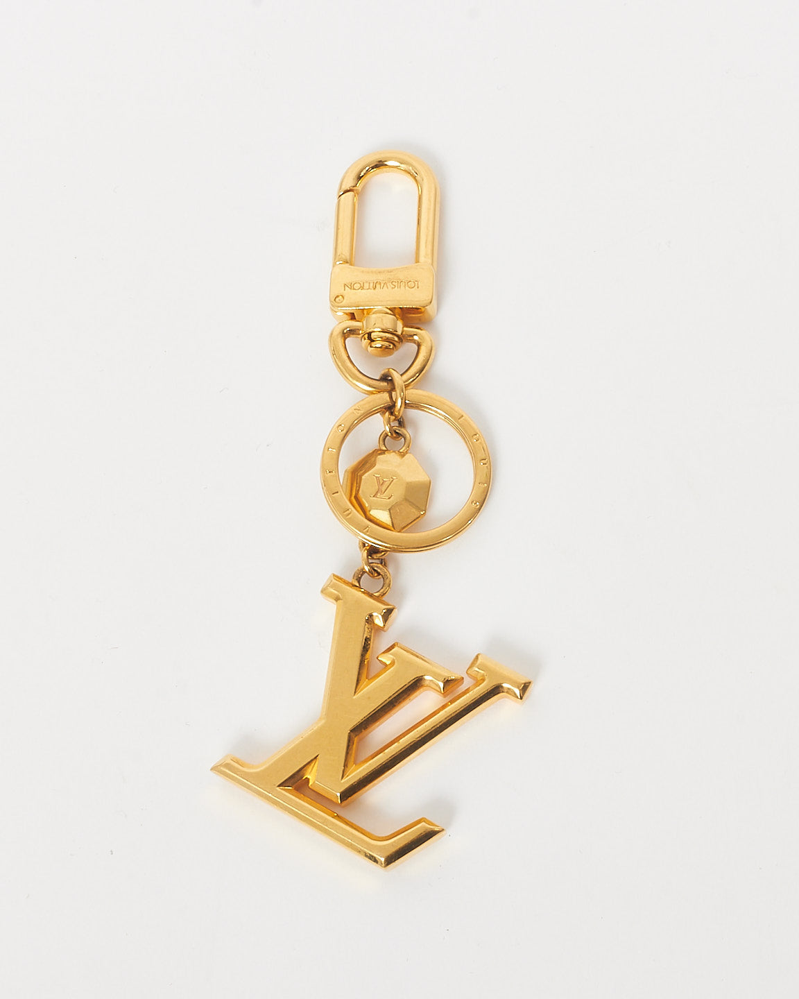 Louis Vuitton Gold Metal LV Logo Key Chain & Bag Charm