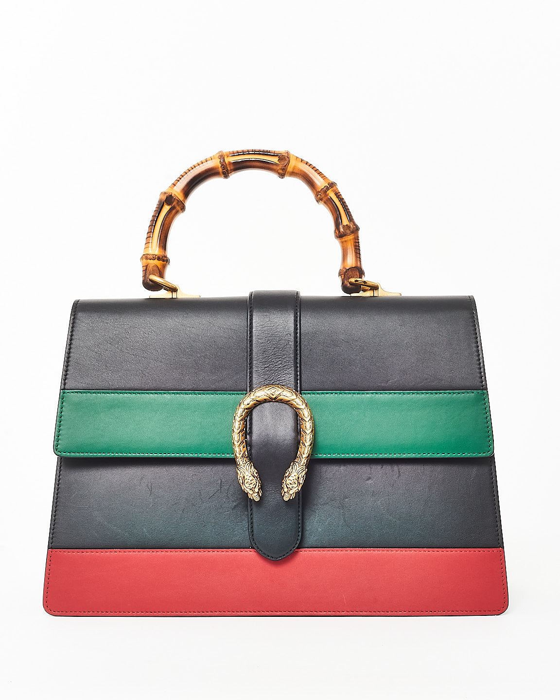 Gucci Black/Green/Red Leather Large Sylvie Web Dionysus Bag