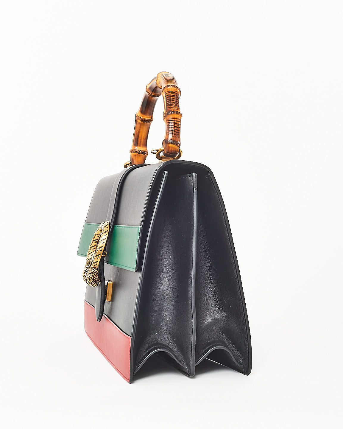 Gucci Black/Green/Red Leather Large Sylvie Web Dionysus Bag