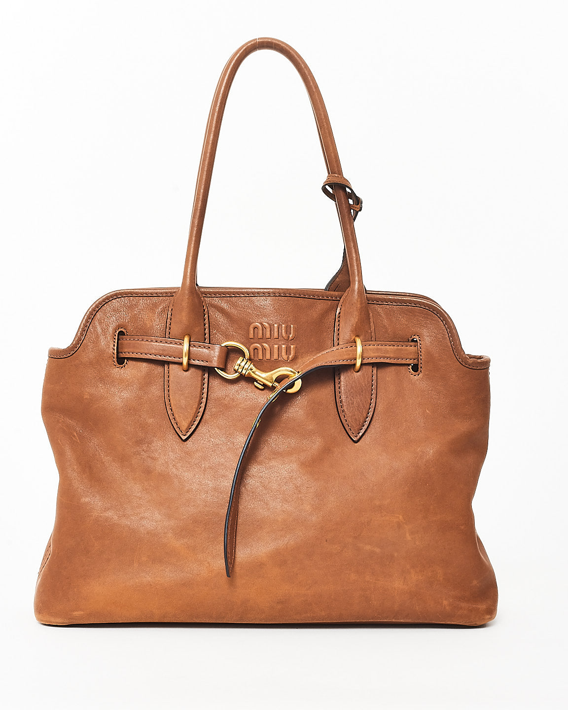 Miu Miu Brown (Oak) Nappa Leather Medium Adventure Bag