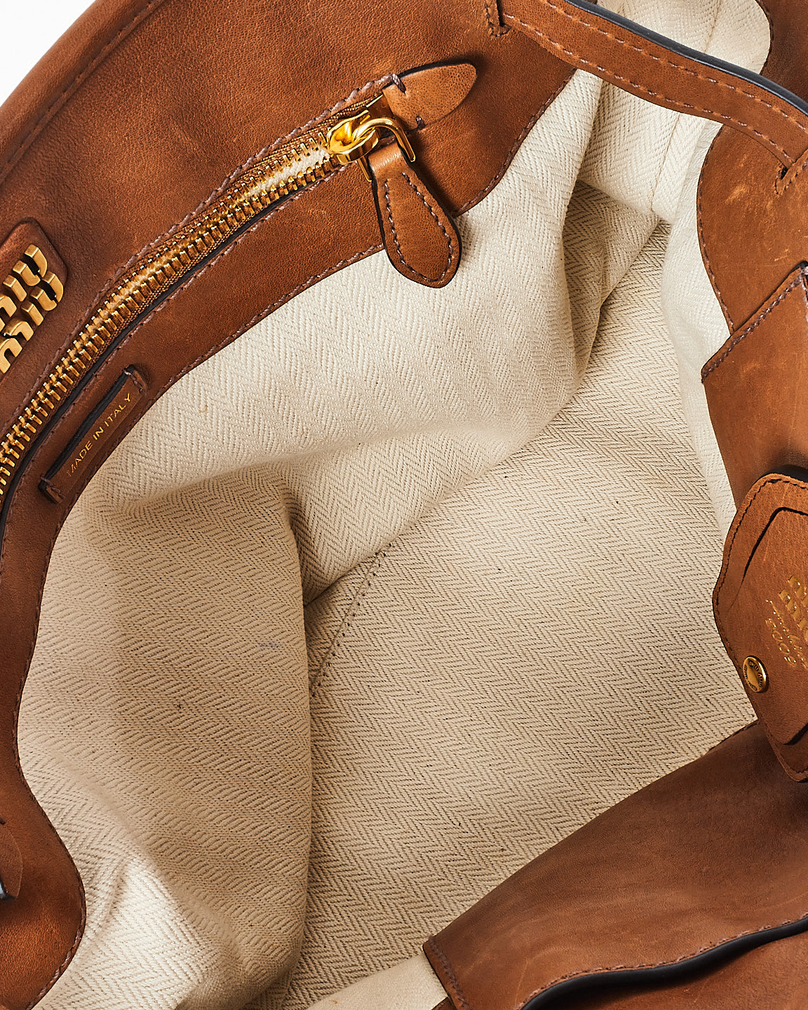 Miu Miu Brown (Oak) Nappa Leather Medium Adventure Bag