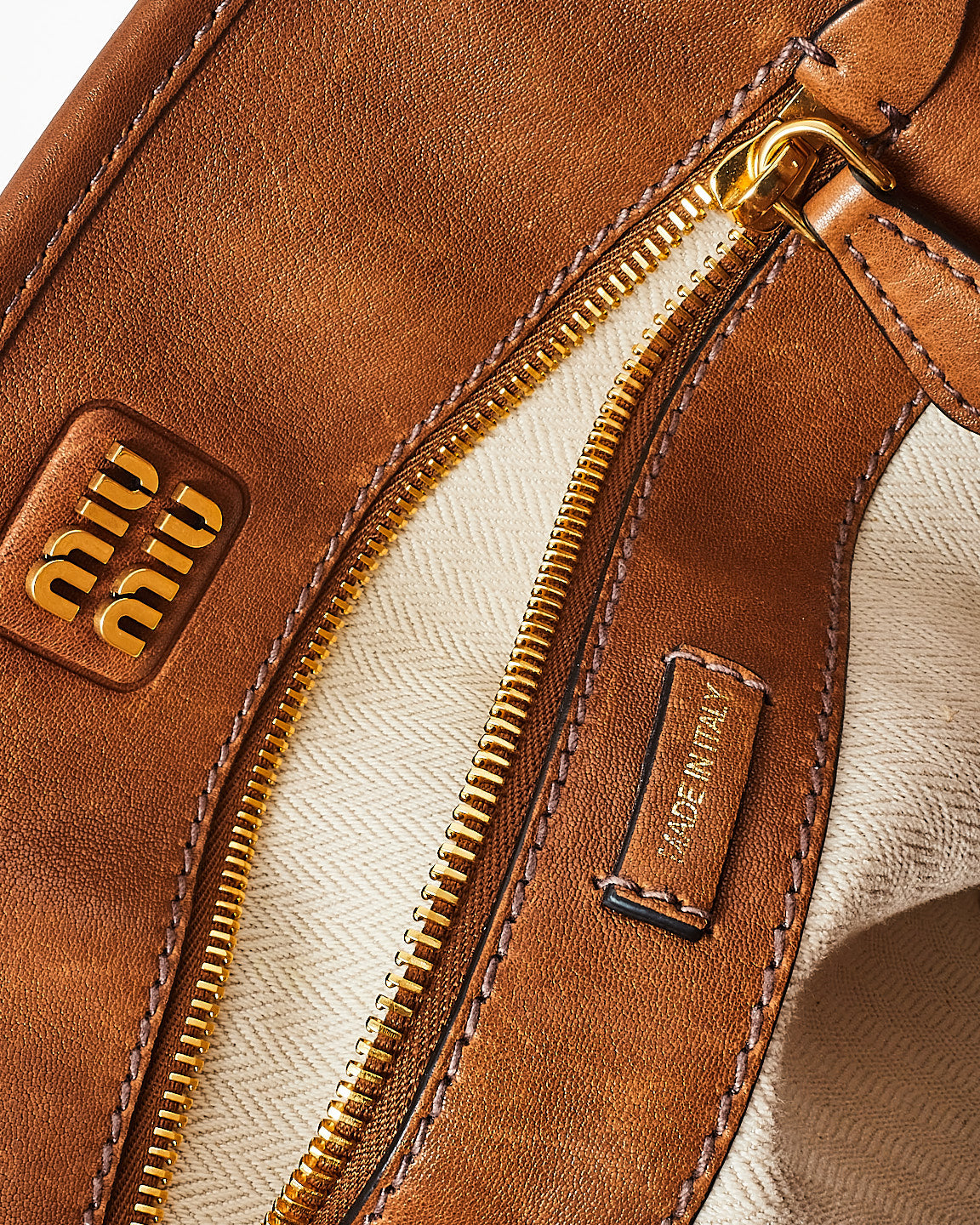 Miu Miu Brown (Oak) Nappa Leather Medium Adventure Bag