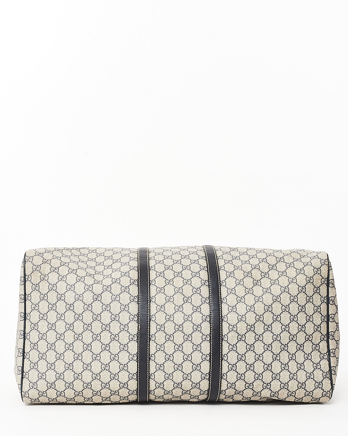 Gucci Navy & Beige Monogram GG Supreme Canvas Carry On Duffle Bag w/ Strap