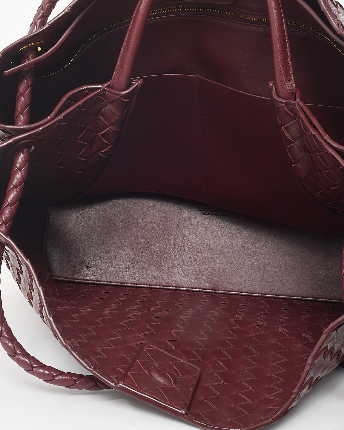 Bottega Veneta Red Barolo Intrecciato Leather Large Andiamo Bag