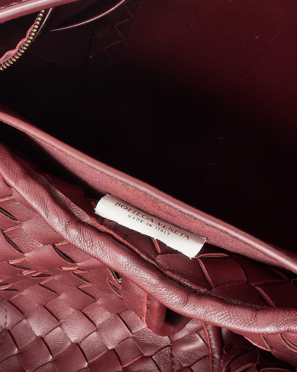 Bottega Veneta Red Barolo Intrecciato Leather Large Andiamo Bag