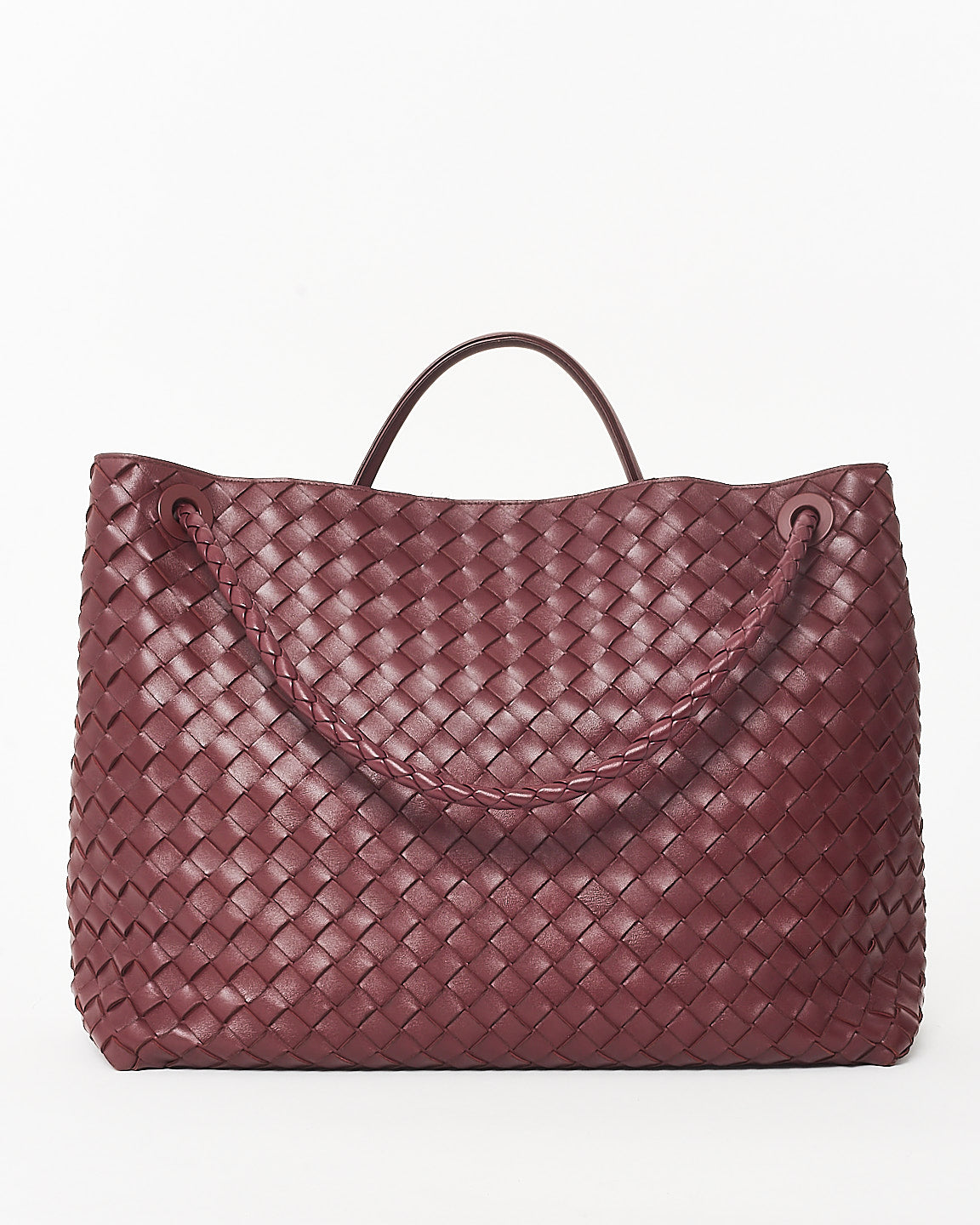 Bottega Veneta Red Barolo Intrecciato Leather Large Andiamo Bag