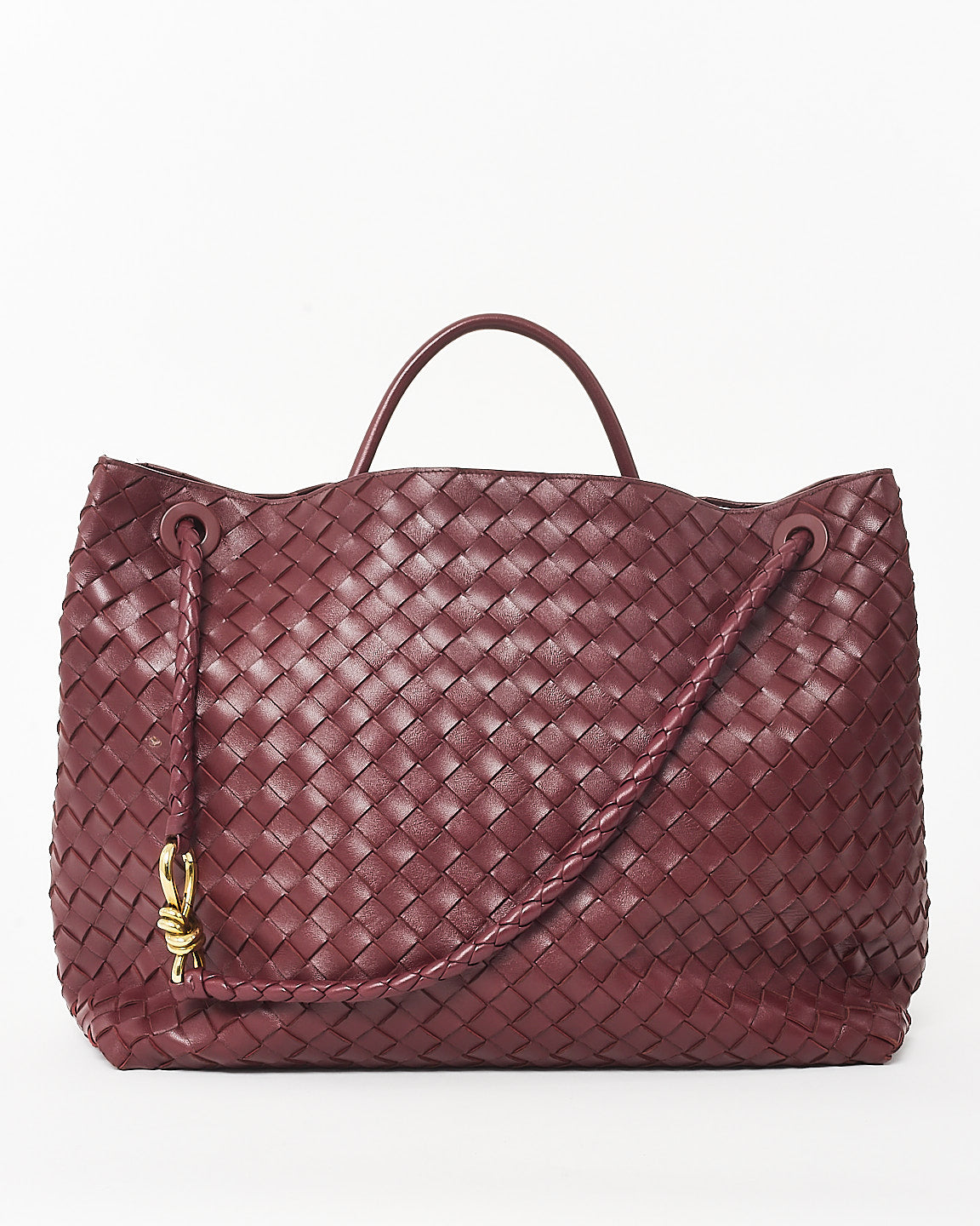 Bottega Veneta Red Barolo Intrecciato Leather Large Andiamo Bag