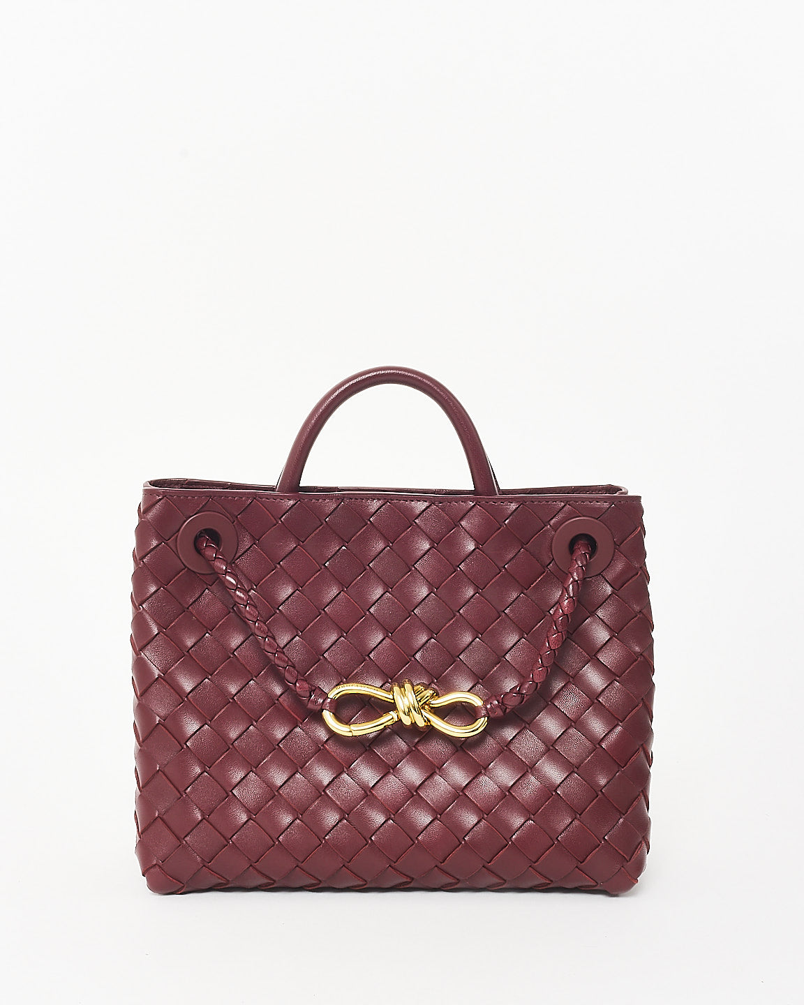 Bottega Veneta Red Barolo Intrecciato Leather Small Andiamo Bag