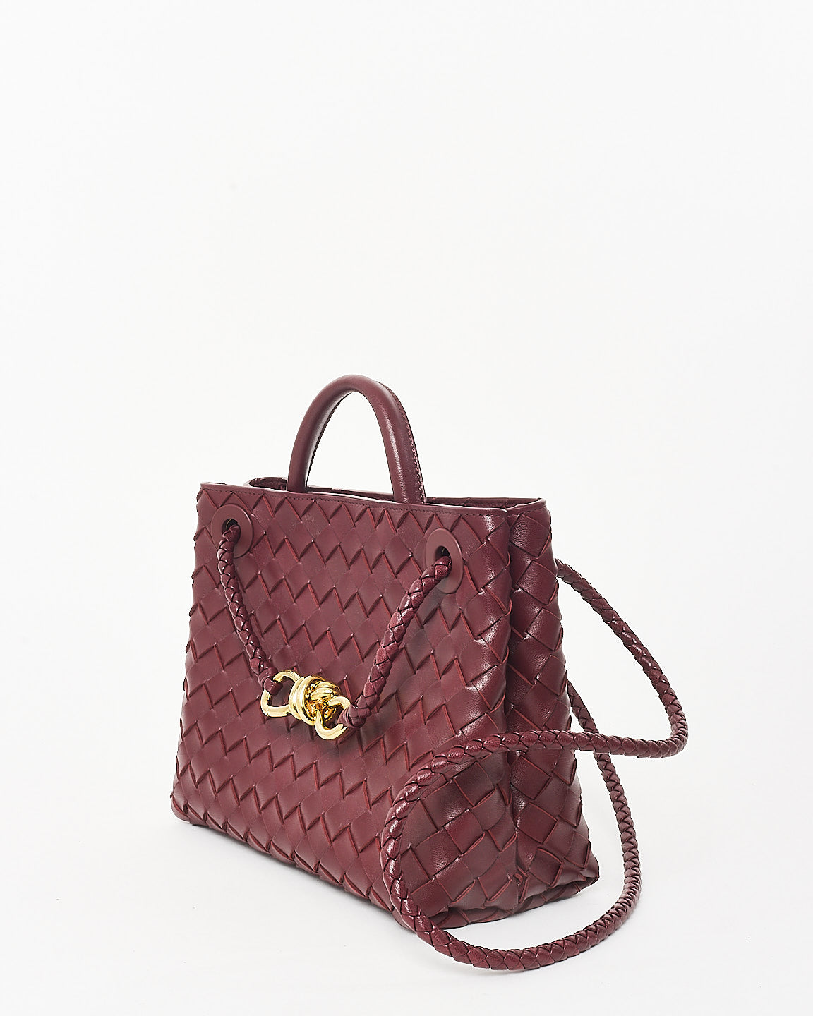 Bottega Veneta Red Barolo Intrecciato Leather Small Andiamo Bag